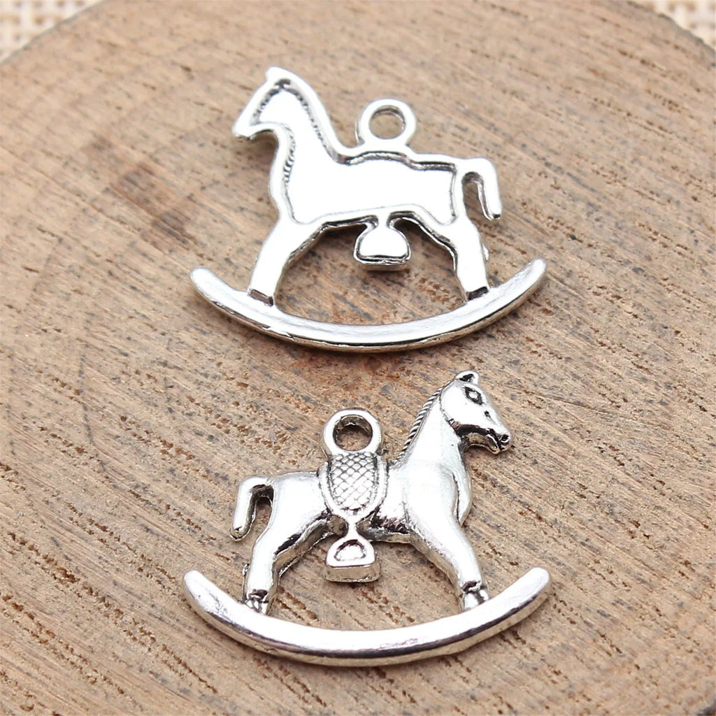 21x17mm 1.7g Antique Silver Zinc Alloy Rocking Horse Charm Pendant for DIY Bracelet and Necklace Making
