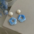 Korean Style Handmade Resin Teardrop Star Stud Earrings With Silver Plated 14K Gold Finish