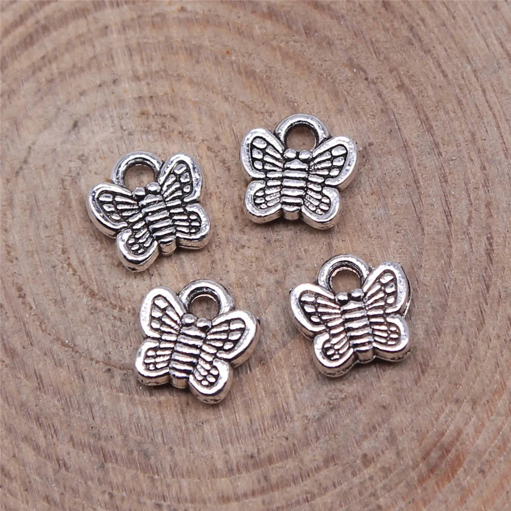 7x7mm 0.4g Multicolor Zinc Alloy Small Butterfly Charm Pendant for DIY Necklace Bracelet Jewelry Making