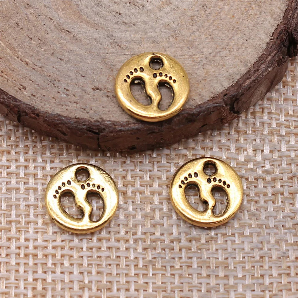 11x11mm 0.8g Multicolor Zinc Alloy Footprint Charm Pendant for DIY Baby Theme Jewelry Making