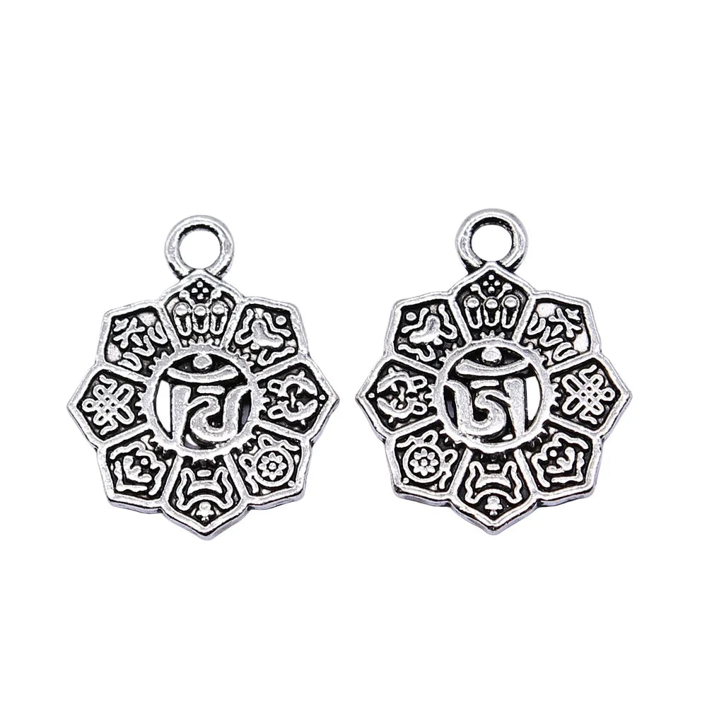 15x18mm 1.1g Antique Silver Zinc Alloy OM Symbol Charm Pendant for Necklace Bracelet Making