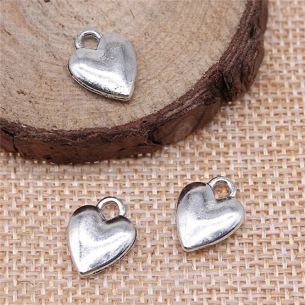 14x10mm 1.3g Multicolor Zinc Alloy Small Heart Charm Pendant for DIY Bracelet Necklace Making