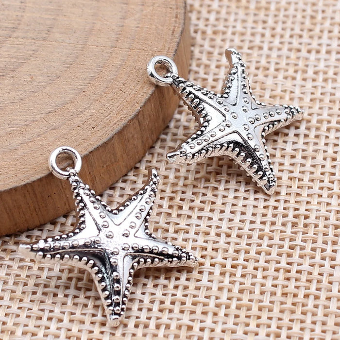 24x21mm 3.2g Multicolor Zinc Alloy Starfish Charm Pendant for DIY Ocean Theme Jewelry Making