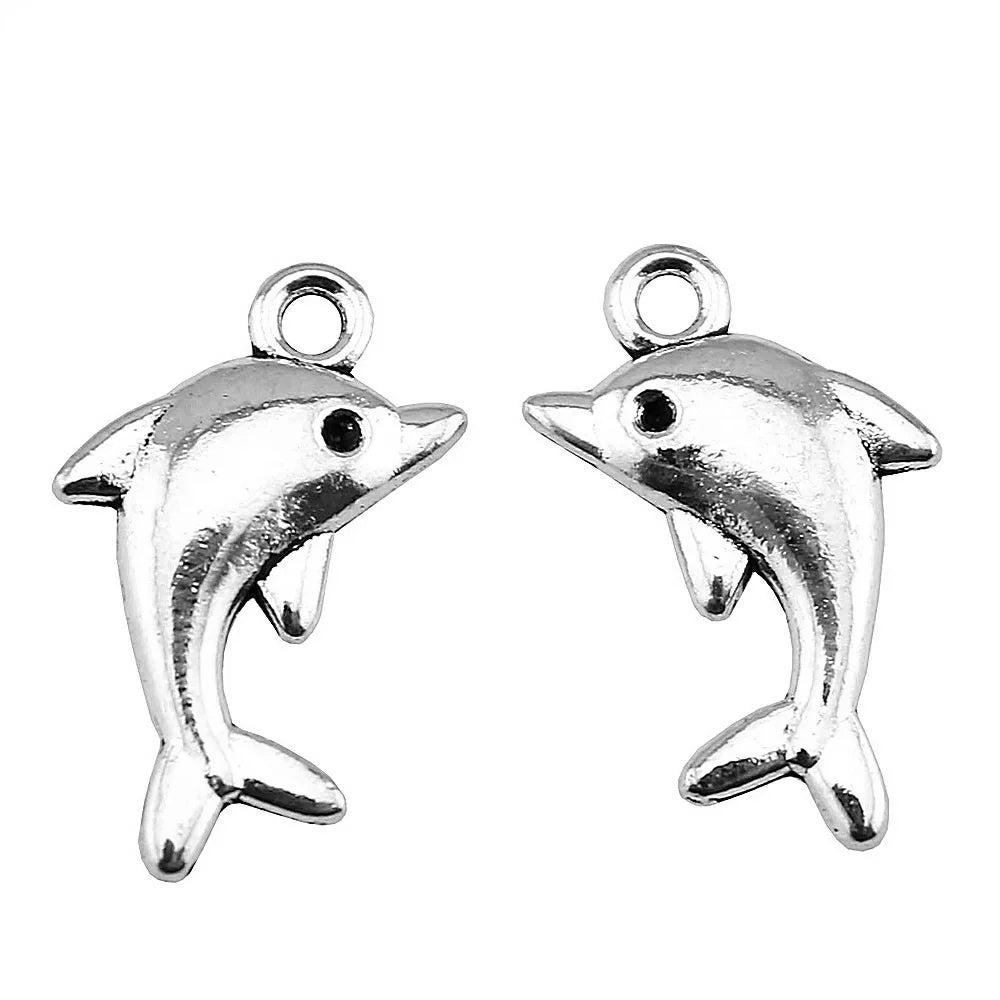 23x13mm 1.7g Multicolor Zinc Alloy Dolphin Charm Pendant for DIY Necklace Bracelet Jewelry Making Findings