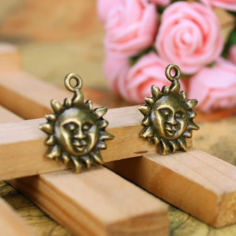 19MM Antique Silver Zinc Alloy Sun Charm Pendant for DIY Necklace Bracelet Jewelry Making
