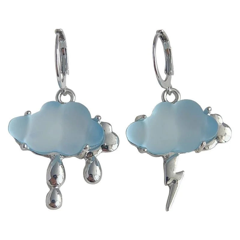 Copper Asymmetric Cloud Drop Earrings Sweet Cool Geometric Fashion Jewelry
