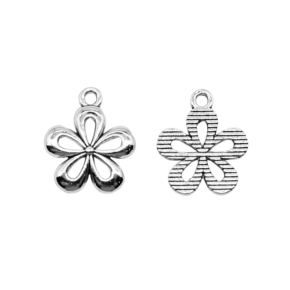 18x15mm 0.9g Antique Silver Zinc Alloy Chrysanthemum Flower Charm Pendant for DIY Jewelry Making