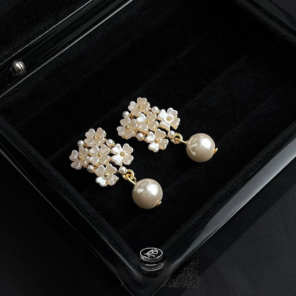 Elegant Forest Style Glass Flower Geometric Drop Earrings For Women