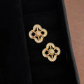 Light Luxury Floral Zircon Micro Pave Copper Stud Earrings For Women