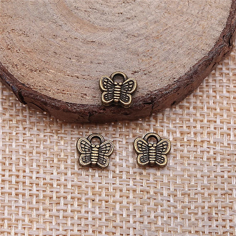 7x7mm 0.4g Multicolor Zinc Alloy Small Butterfly Charm Pendant for DIY Necklace Bracelet Jewelry Making