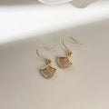 18K Gold Plated Copper Micro Pave Zircon Ginkgo Leaf Mini Drop Earrings For Women