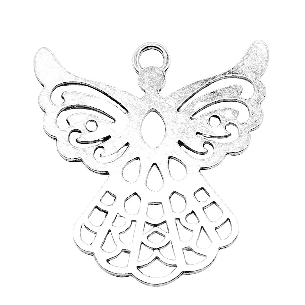 41x39mm 6.1g Antique Silver Zinc Alloy Guardian Angel Fairy Charm Pendant for DIY Jewelry Making