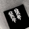 Copper Leaf Drop Earrings With Micro Pave Zircon, Elegant Banquet Jewelry