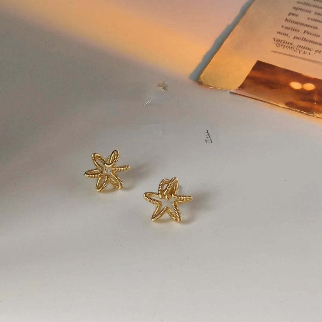 14K Gold Plated Irregular Geometric Copper Stud Earrings, Minimalist Mini Office Jewelry