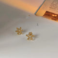 14K Gold Plated Irregular Geometric Copper Stud Earrings, Minimalist Mini Office Jewelry
