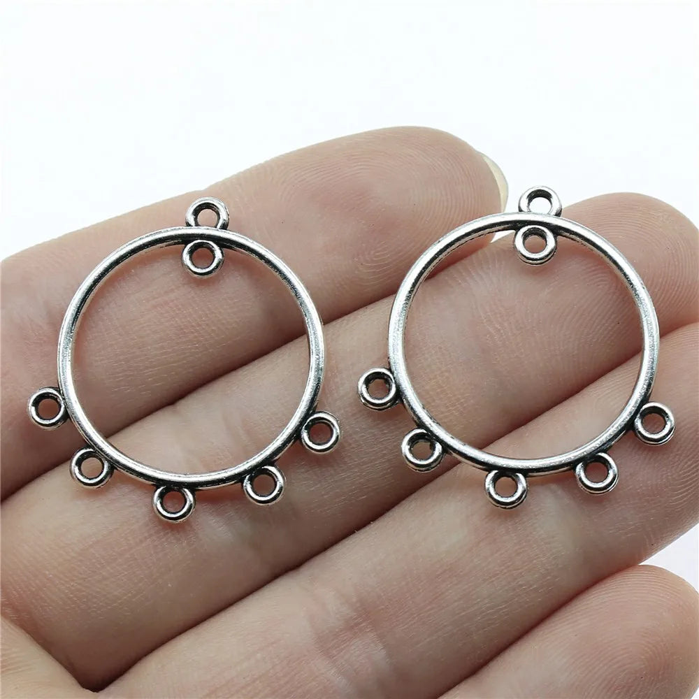 30x28mm 1.4g Multicolor Zinc Alloy Round Earring Connector Charms for DIY Earrings