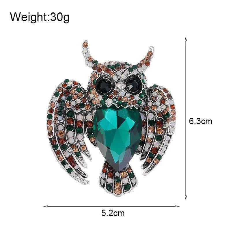 Luxury Rhinestone Crystal Owl Brooch With Spread Wings, Elegant Animal Lapel Pin Corsage Gift