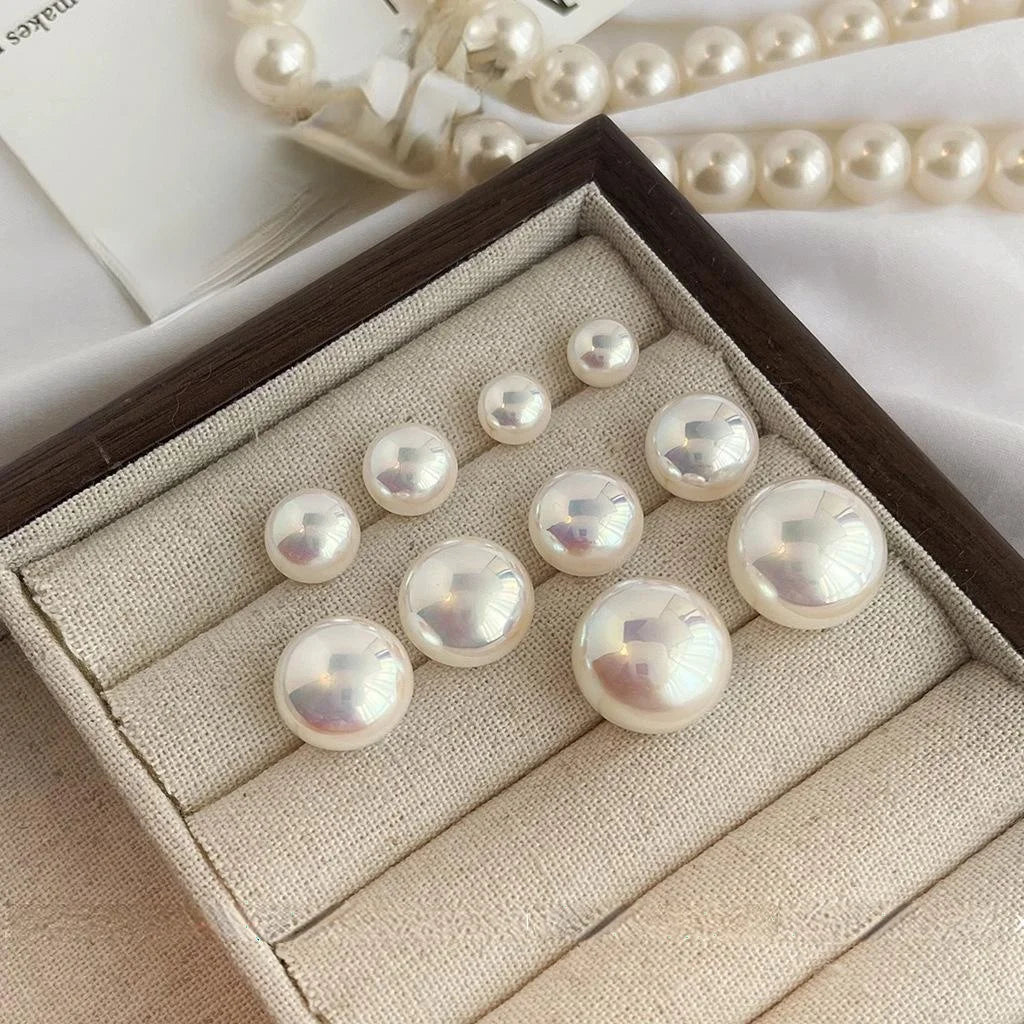 High Gloss Mabe Pearl Stud Earrings Round Geometric Light Luxury Fashion Jewelry
