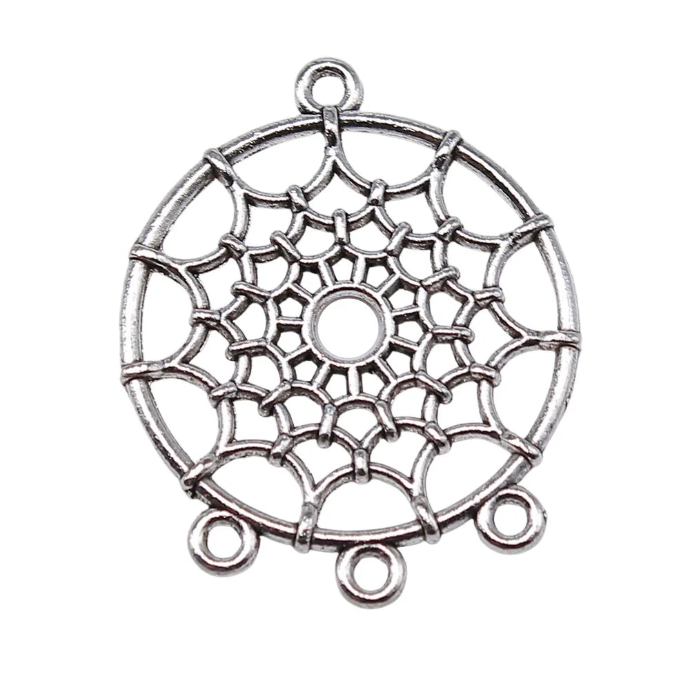 27x34mm 2.7g Multicolor Zinc Alloy Dreamcatcher Connector Charm for DIY Earrings Jewelry Making