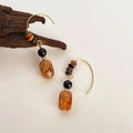 Handmade Vintage New Chinese Style Tiger Eye Natural Stone Irregular Geometric Drop Earrings