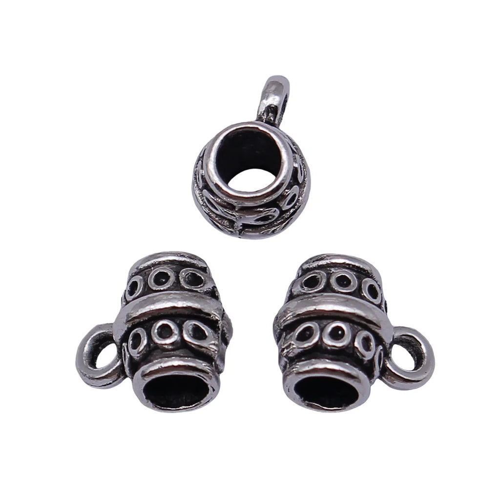 10x8.4x7.3mm 0.91g Antique Silver Zinc Alloy Three-Hole Pendant Bail Connector for DIY Jewelry Findings