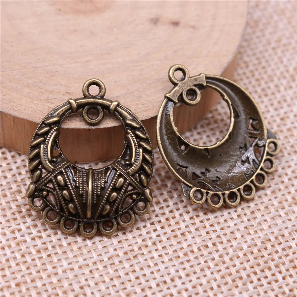 27x21mm 2.5g Multicolor Zinc Alloy Round Multi Hole Earring Connector Charms for DIY Earring Making