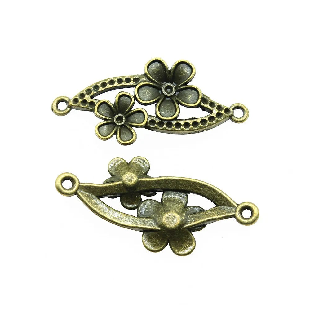 37x17mm 2.2g Multicolor Zinc Alloy Flower Connector Charm for DIY Necklace and Bracelet Making