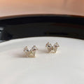 14K Plated Copper Micro Pave Zircon Butterfly Stud Earrings Sweet Fresh Insect Jewelry