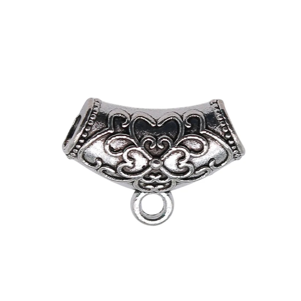 13x19mm 2.4g Antique Silver Zinc Alloy Decorative Pendant Bail Connector for DIY Jewelry Making