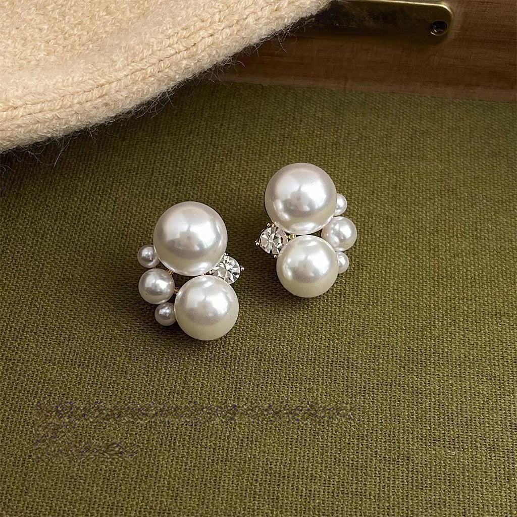 Light Luxury 14K Plated Round Resin Pearl Drop Earrings Geometric Elegant Minimalist Jewelry