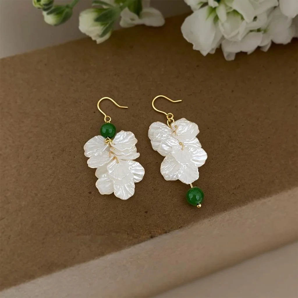 Original Design Asymmetric Acrylic Leaf Floral Tassel Drop Earrings For Women