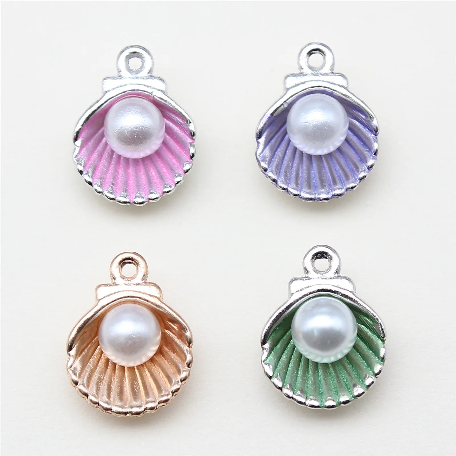 15x12mm 1.1g Multicolor Zinc Alloy Shell Pearl Charm Pendant for DIY Earrings Necklace Bracelet Making