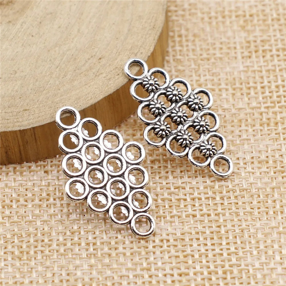29x17mm 1.4g Multicolor Zinc Alloy Flower Filigree Connector Charm for DIY Jewelry Making
