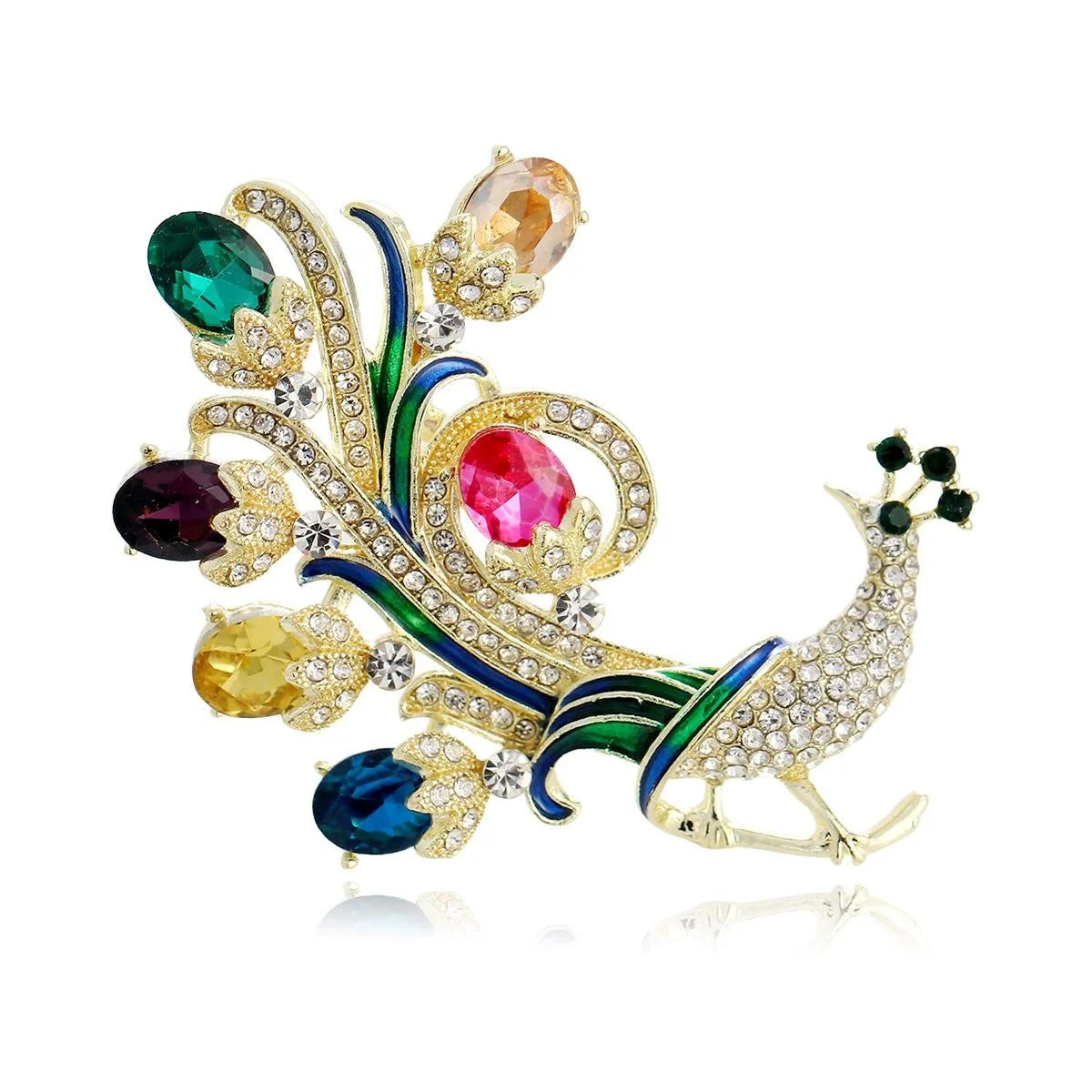 Luxury Peacock Brooch With Colorful Rhinestones And Enamel, Elegant Animal Lapel Pin Corsage Gift