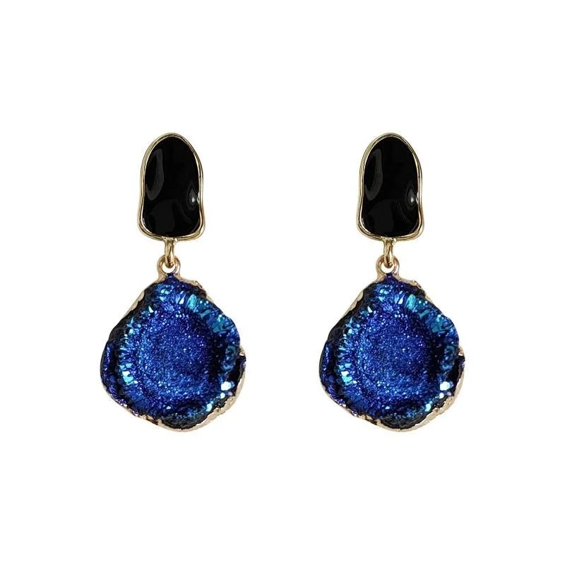 Vintage 14K Plated Copper Irregular Geometric Galaxy Stud Earrings For Women