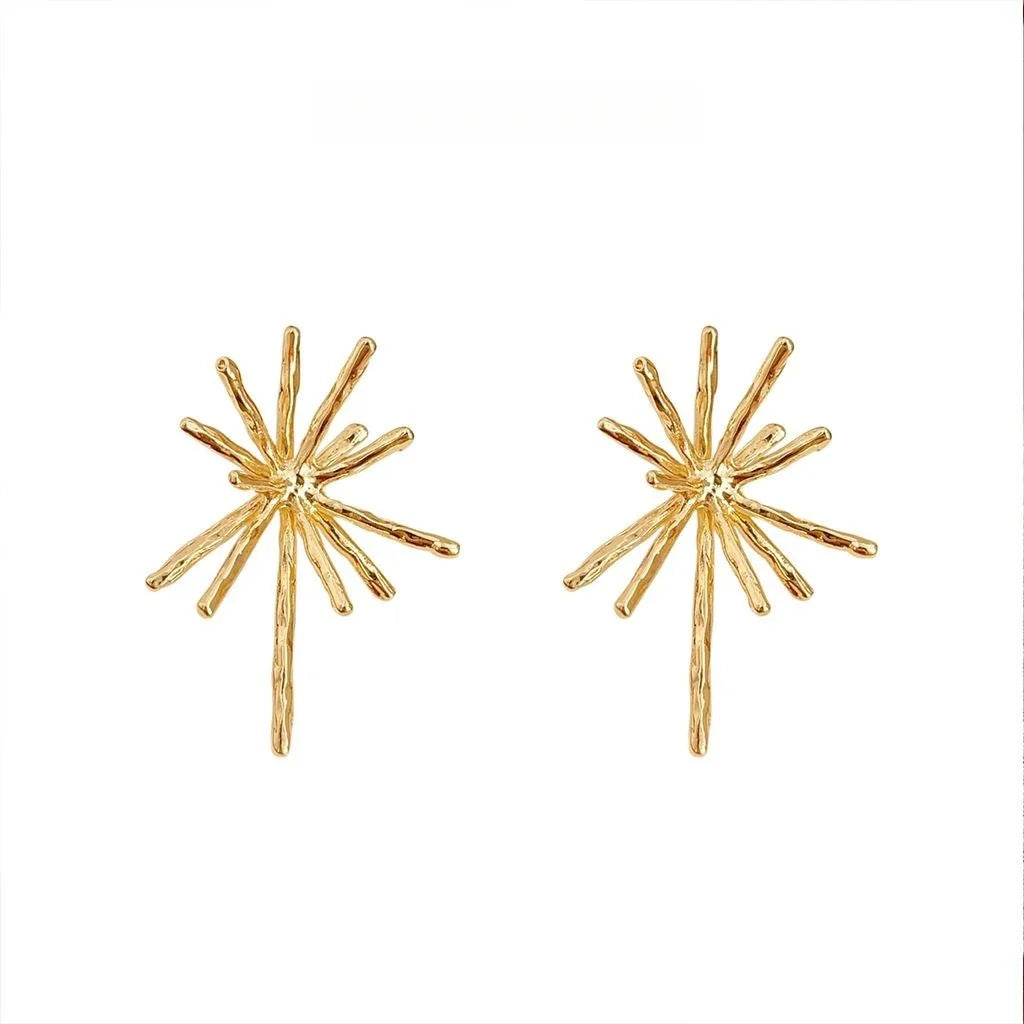 14K Gold Plated Copper Firework Geometric Drop Earrings Luxury Fashion Jewelry