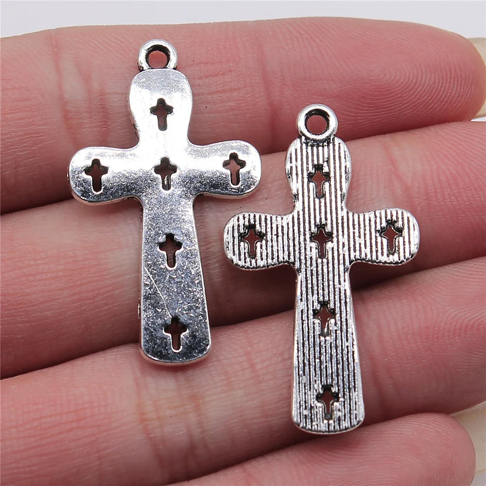 21x36mm 2.4g Antique Silver Zinc Alloy Cross Charm Pendant for DIY Necklace Bracelet Jewelry Making