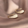 Cream White Teardrop Enamel Stud Earrings Eco Copper Minimalist French Light Luxury Jewelry