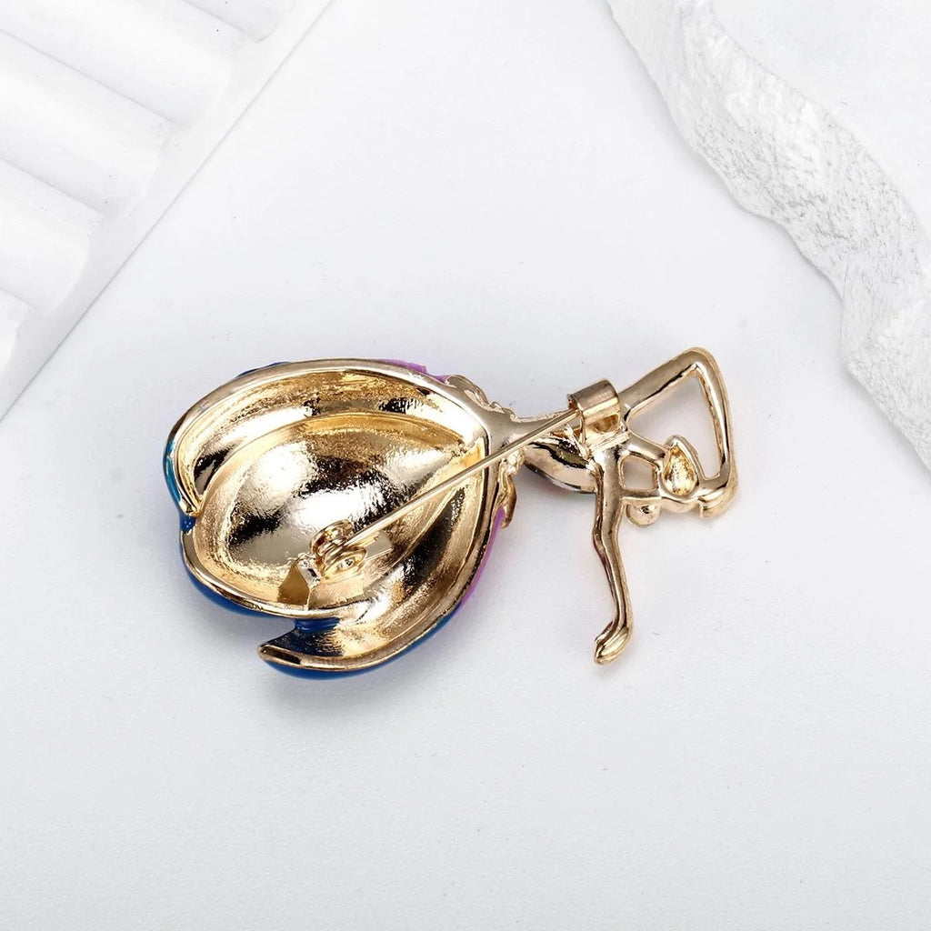 Elegant Ballet Girl Enamel Brooch With Rhinestone Alloy Dancer Lapel Pin Corsage Suit Accessory Gift