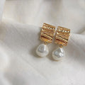 High-End Irregular Baroque Pearl Stud Earrings Geometric Minimalist Light Luxury Jewelry For Women