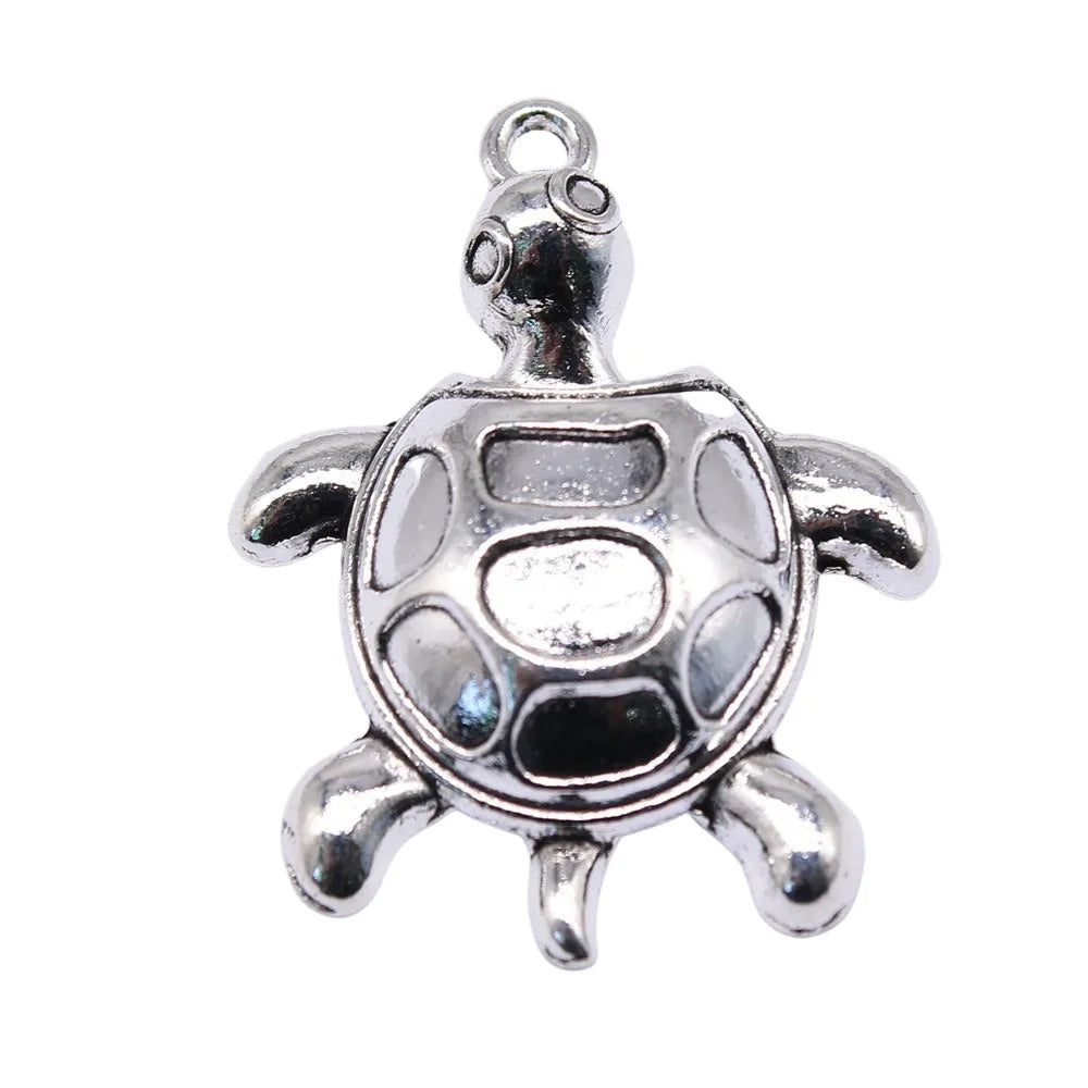 35x27mm 5.3g Multicolor Zinc Alloy Turtle Charm Pendant for DIY Ocean Theme Jewelry Making