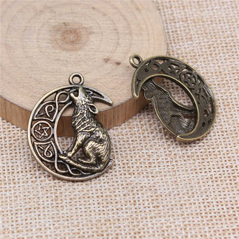 26x33mm 4.7g Antique Silver Zinc Alloy Viking Wolf charm pendant for necklace bracelet DIY jewelry making