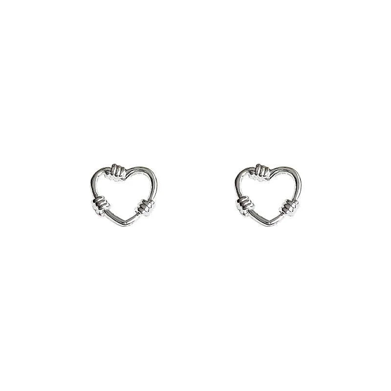 Minimalist Copper Knot Hollow Heart Stud Earrings Versatile Commuter Fashion Jewelry