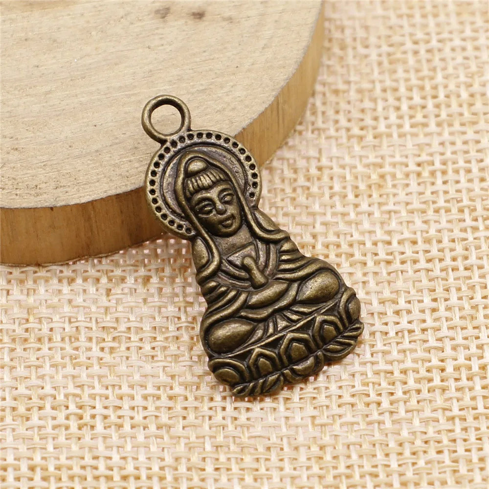 34x18mm 6g Multicolor Zinc Alloy Guanyin Charm Pendant for DIY Clothing Accessory Jewelry Making