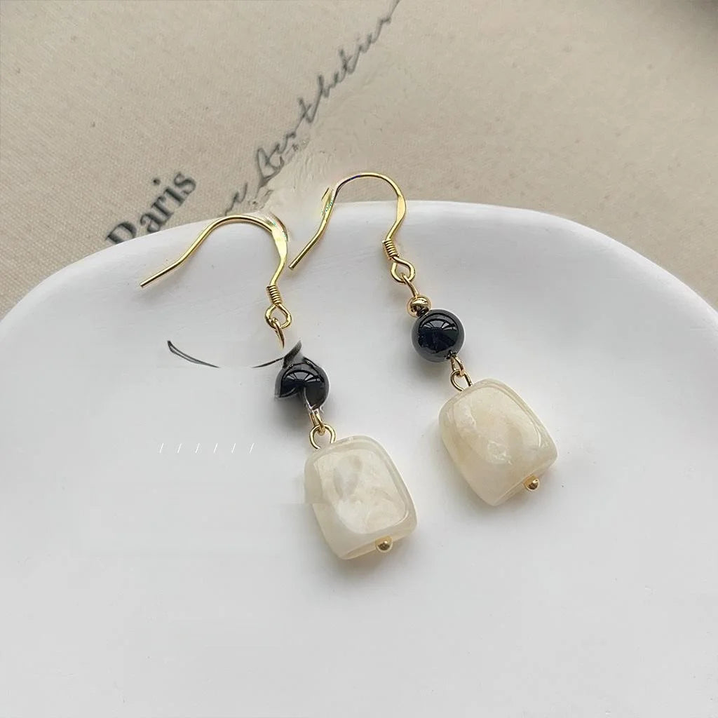Original Handmade Copper Geometric Line Drop Earrings Elegant Court Style Jewelry for Women