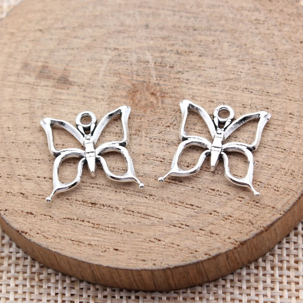 17x16mm 0.86g Antique Silver Zinc Alloy Butterfly Charm Pendant for DIY Bracelet Jewelry Making