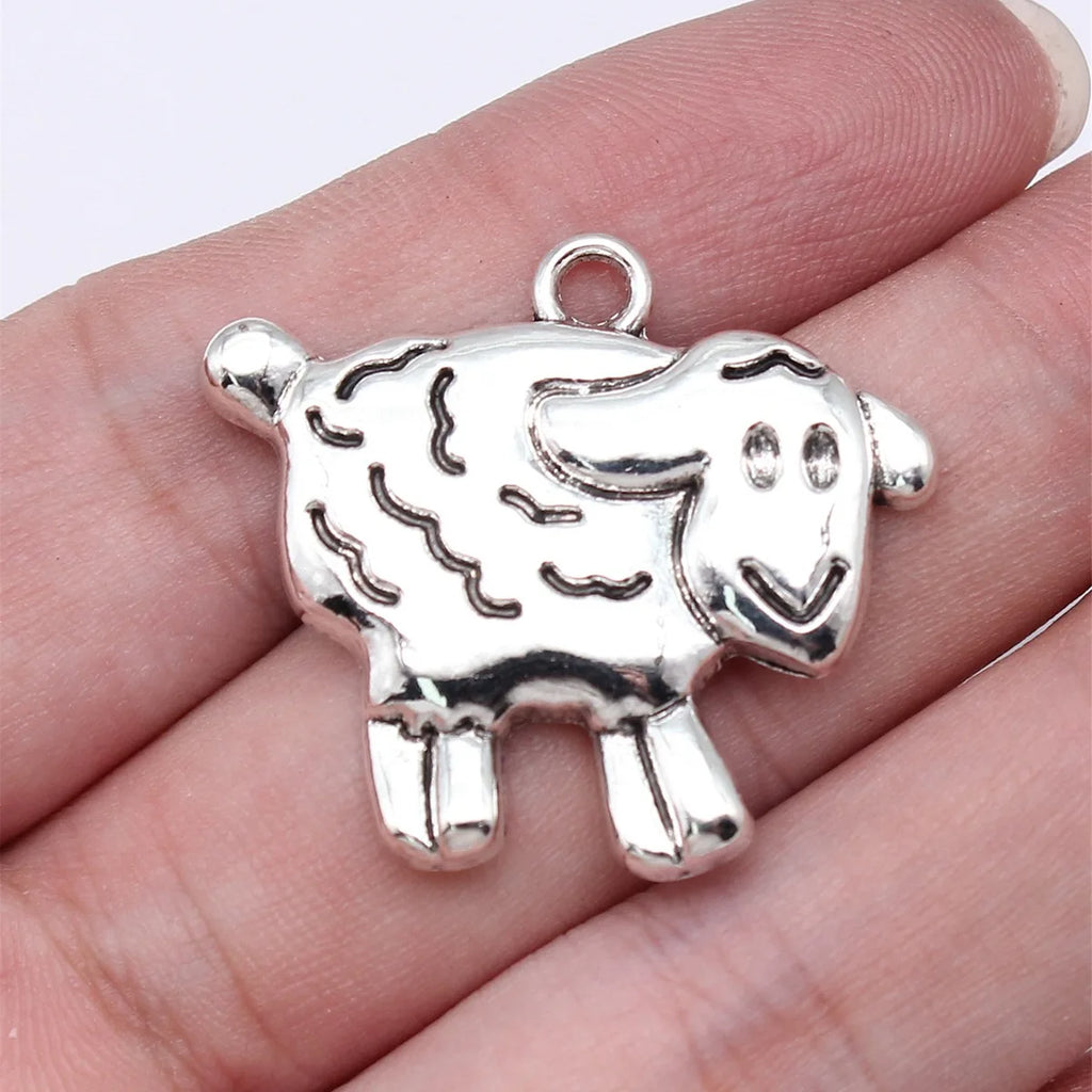 32x29mm 5.4g Antique Silver Zinc Alloy Sheep Charm Pendant for DIY Necklace Bracelet Jewelry Making