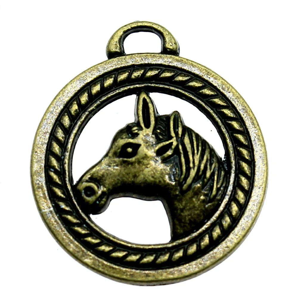 25mm 5.7g Multicolor Zinc Alloy Horse Head Charm Pendant for DIY Necklace Bracelet Jewelry Making