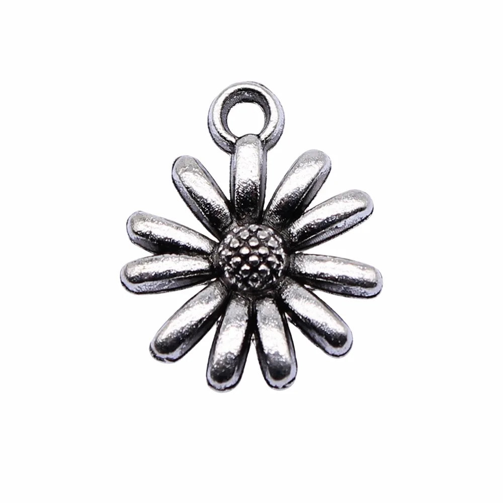 15x12mm 0.8g Multicolor Zinc Alloy Daisy Flower Charm Pendant for DIY Bracelet Necklace Making