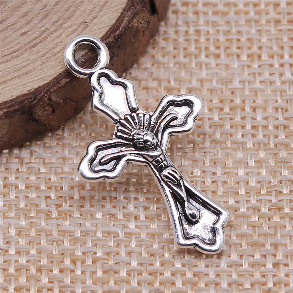 31x18mm 1.8g Antique Silver Zinc Alloy Cross Charm Pendant for DIY Necklace Bracelet Jewelry Making